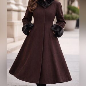 Vintage Steve By Searle Women's Size 10P brown Long Faux Fur USA made Classic